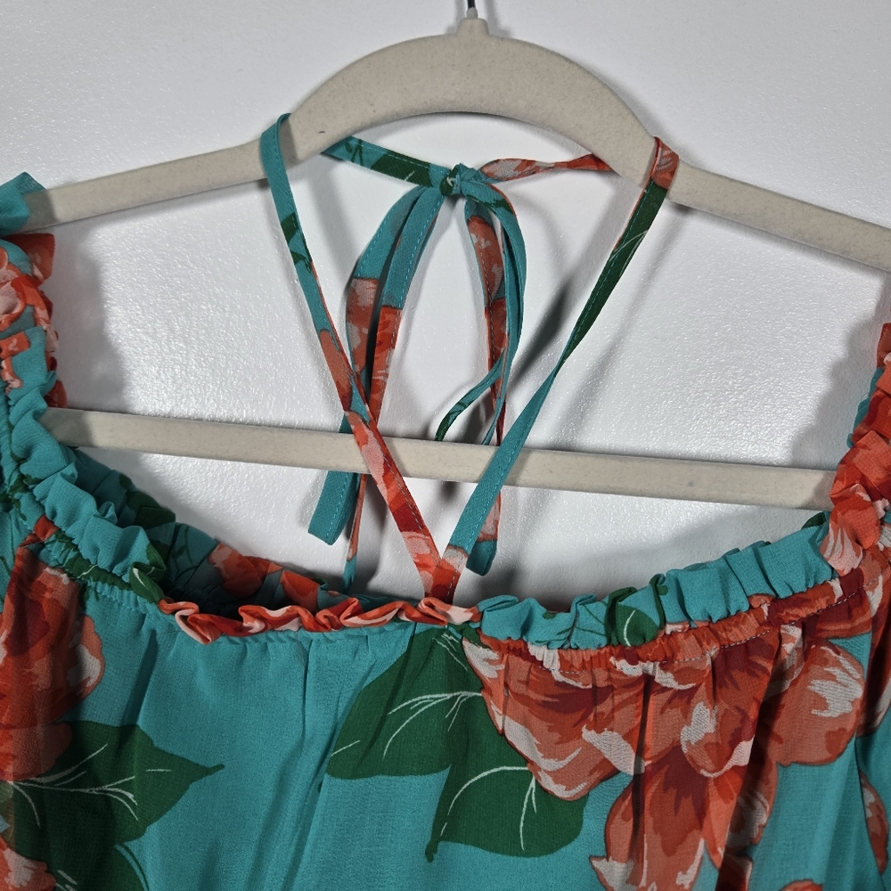 Flying Tomato Floral Ruffle Off Shoulder Smocked Waist Maxi Dress Size Large - Picture 4 of 13